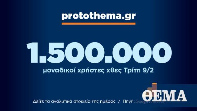1.500.000 μοναδικοί χρήστες ενημερώθηκαν χθες Τρίτη 9 Φεβρουαρίου από το protothema.gr